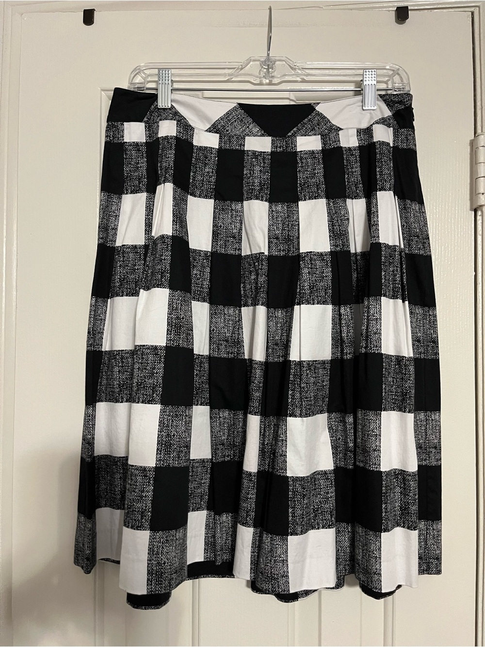 Talbots Black & White Buffalo Check A-Line Skirt